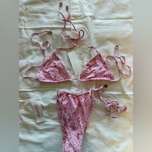 Pink Heart Women's Swim Bra